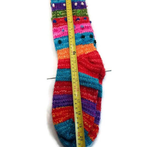 Warm Socks Knitted Andean Wool Handmade To Provide Winter Warmth - Picture 7 of 7